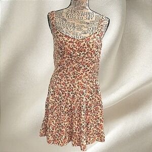 EUC Cottagecore Coquette Babydoll Mini Summer Dress Smocked Ruffle Hem Large